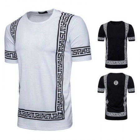 Men's Mid-Length Zipper Decoration Short-Sleeved T-Shirt Plus Size Hip-Hop Style