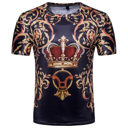 Men's 3D Shirt Palace Style Crown Print Short Sleeve T-Shirt